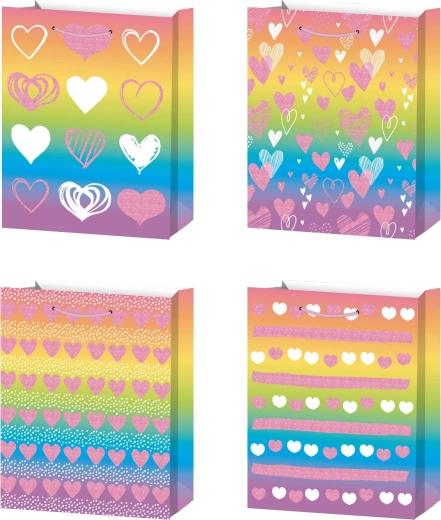 Poklon-vrećica L duginih boja sa srcima