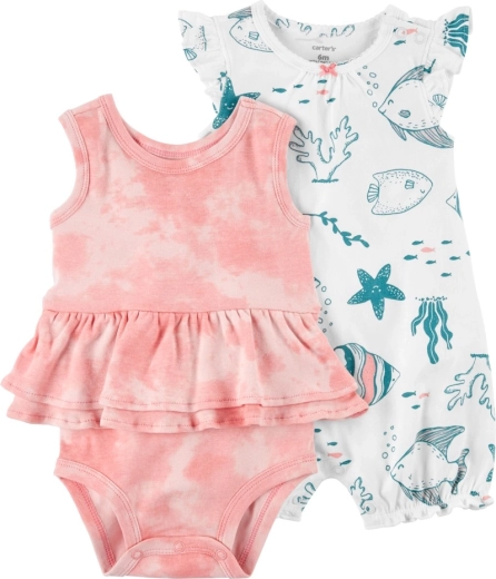 Carter's 2-dijelni set za bebe – bodi bez rukava i ljetni kombinezon s kratkim rukavima Ivory Ocean za djevojčice
