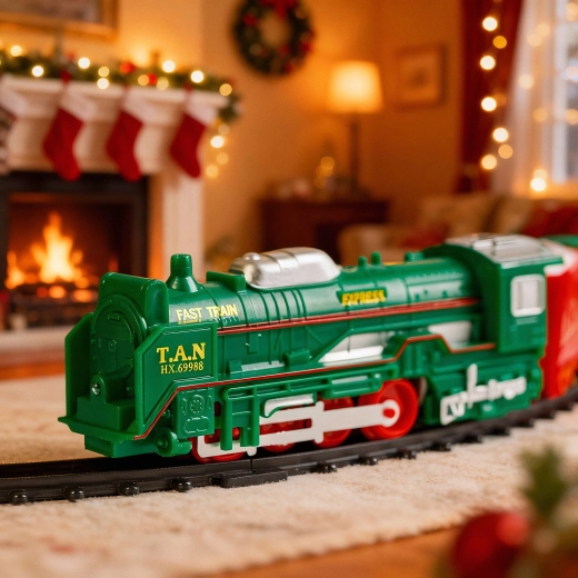 Christmas Train Set with Lights and Battery-Powered Music