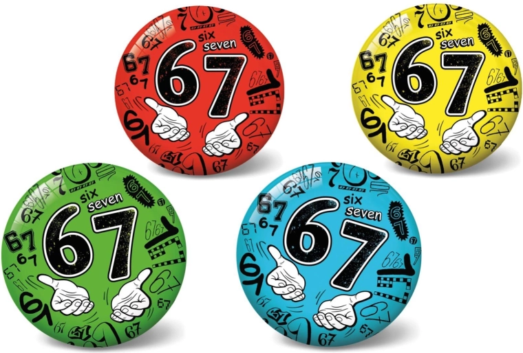 Napunavajuća lopta 23 cm – broj 67, motiv Six Seven, 4 boje
