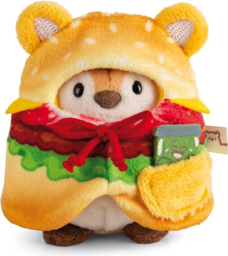 Nici MyMochi plišani tigar Tiggy 8 cm s kostimom hamburgera i mini krastavcem, poklon set