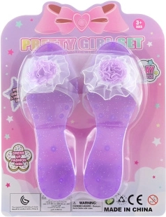 Purple plastic high-heeled shoes with a flower - 1 piece