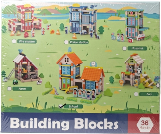 Wooden Building Set – School