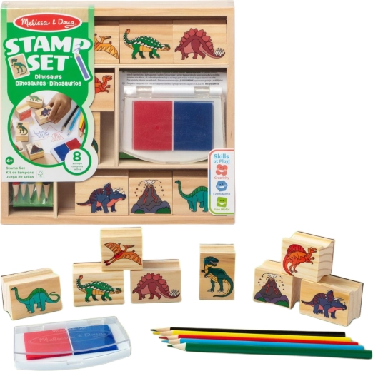 Melissa & Doug kreativni set dinosauri – pečati, jastučić za pečate i bojice