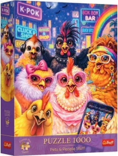 Premium Plus Pets Puzzle – Selfie with Chickens, 1000 pieces