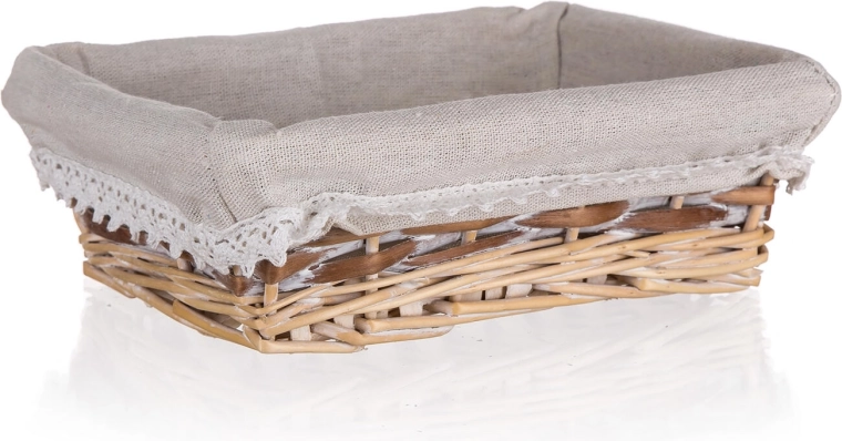 Pleteni pravokutni koš Duo 21 × 16 cm s čipkastim rubom