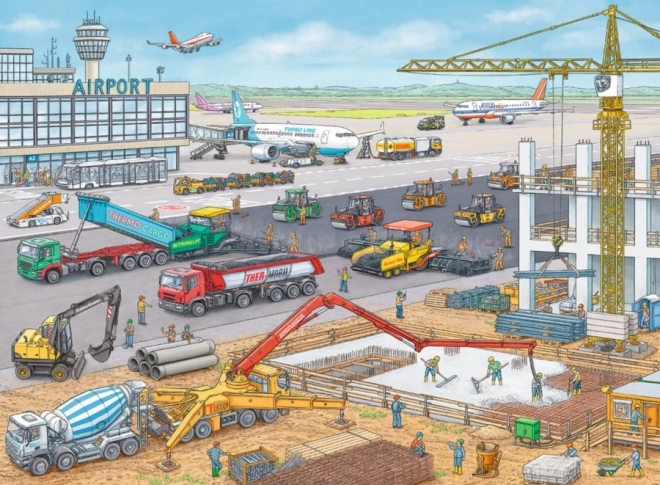 RAVENSBURGER dječje puzzle gradilište na aerodromu, 100 XXL dijelova