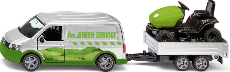 Siku Super VW T6 s prikolicom i vrtnim traktorom