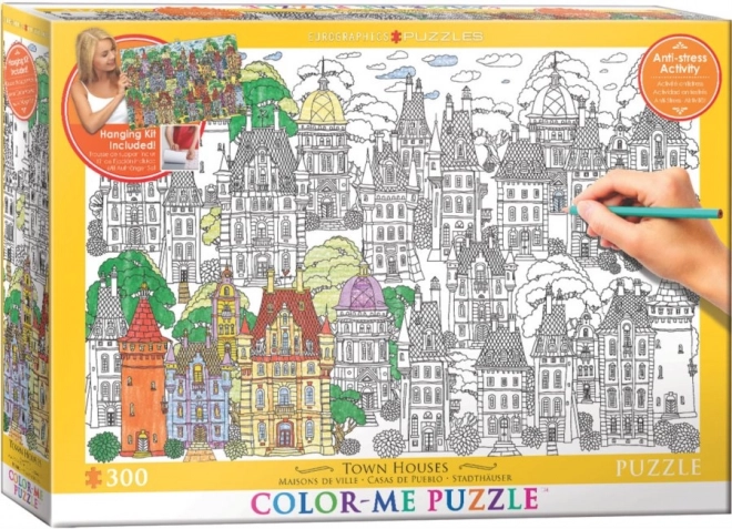 EUROGRAPHICS puzzle za bojanje Kuće u gradu 300 dijelova + set za vješanje