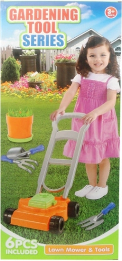 Garden set with lawn mower and accessories for children