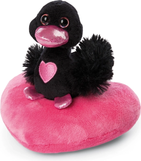 NICI plush black swan with Love heart Green 10 cm