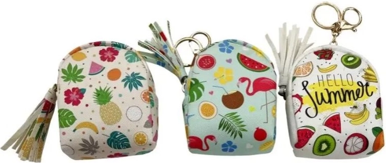 Summer kids coin purse with flamingos and fruit