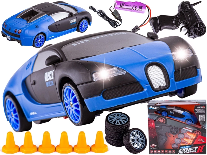 RC auto za drift Bugatti 1:24 2,4 GHz 4WD crno-plavo