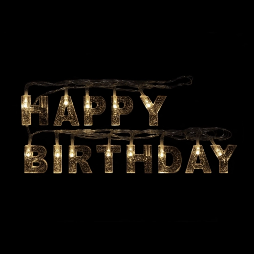 LED Happy Birthday light chain, 13 LEDs, 2 m