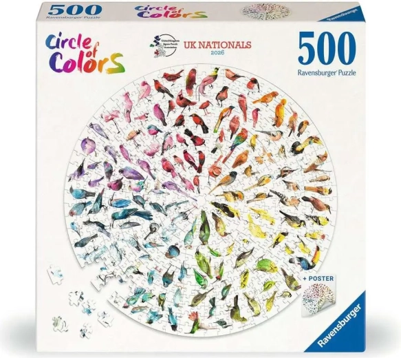 Ravensburger okrugla slagalica Circle of Colors: Ptice 500 dijelova