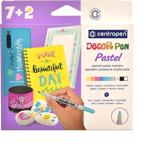 Pastelni markeri za staklo, plastiku, keramiku i kamen (set 9 kom)