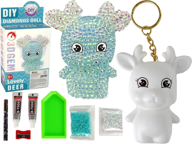 DIY set dijamantni jelen – 3D privjesak s kristalićima – Plava