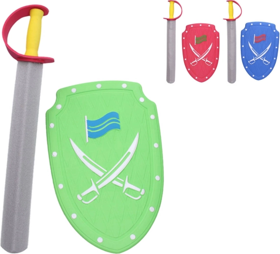 Pjenasti mač i štit crvene boje 57 cm