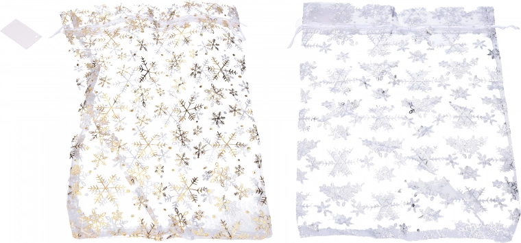 Vrećica za darove Organza s pahuljama 25x35 cm Božić