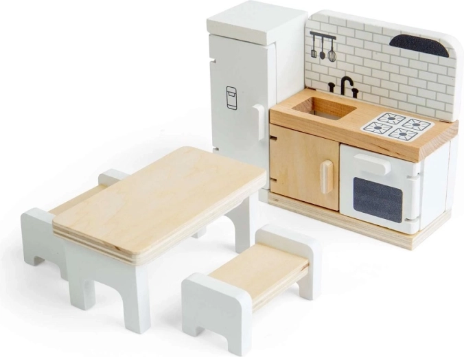 Bigjigs Toys drveni kuhinjski set za kućicu za lutke