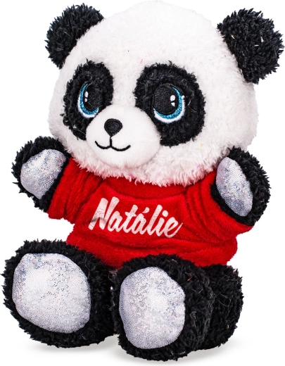 Plišana panda u majici s tiskom 17 cm (sjedeća)
