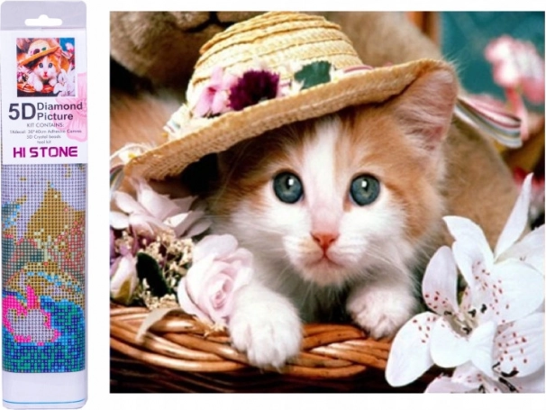 Dijamantna mozaika - Mačka s klobukom
