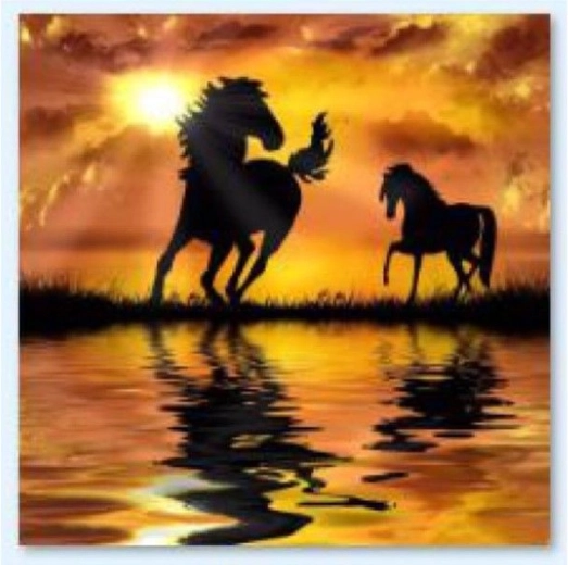 Dijamantni mozaik (diamond painting) Konji – zalazak sunca 30 × 30 cm - 1 komad