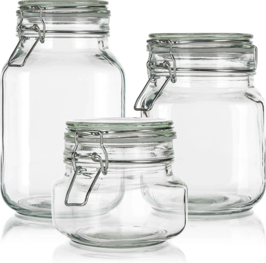 Set staklenih posuda s patentnim zatvaračem 0,5 + 1 + 2 l EREA