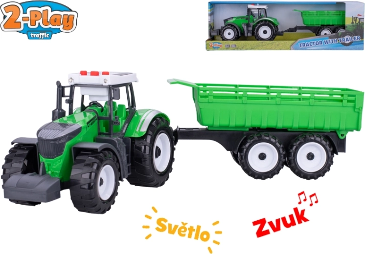 2-Play traktor s prikolicom sa svjetlima i zvukovima, zamašnjak, 45 cm
