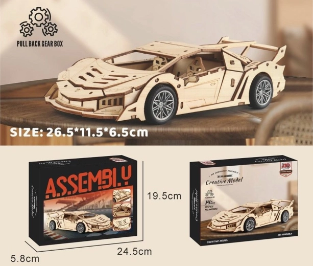 Drvena građevinska igračka – trkaći auto 26,5 cm