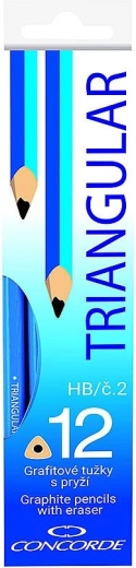 Grafitne olovke CONCORDE trokutaste s gumicom, HB, 12 kom