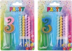 Party svijeća broj 3 s dodatnim svijećama