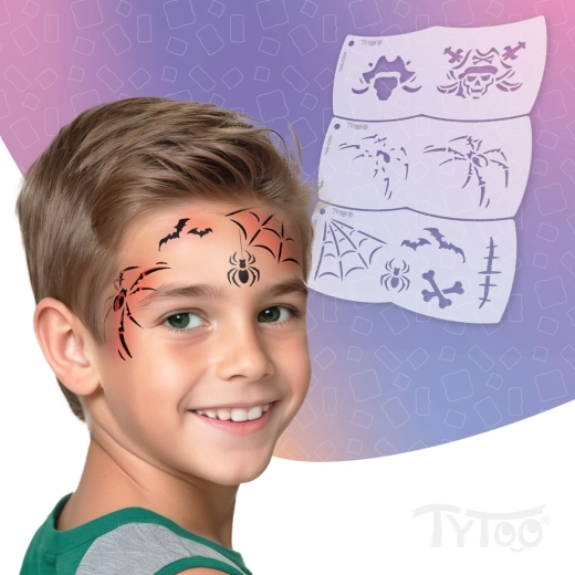 TyToo Mosaic Face Painting Stencils – Pirate and Spider – 3 Pieces