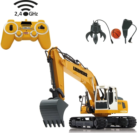 Jamara licensed tracked excavator Liebherr R 936 RC 1:20 2.4 GHz with grapple and demolition hammer