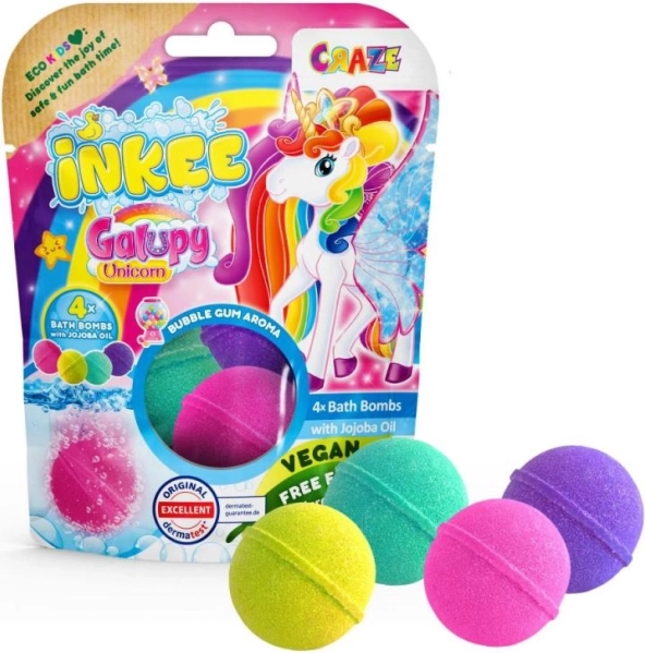Inkee šumeće bombe za kupanje Galupy Unicorn – set 4 boje
