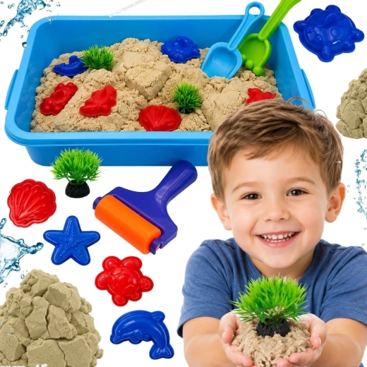 Woopie kinetic sand for water in a carry case, 18-piece set