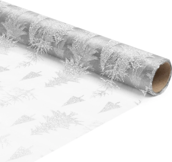 White Christmas organza table runner 180 × 28 cm