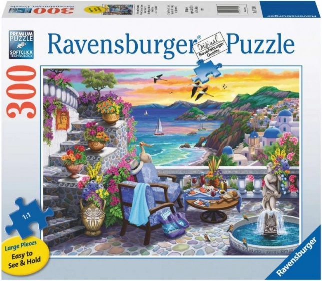 Puzzle Ravensburger Zalazak sunca nad Santorini 300 dijelova