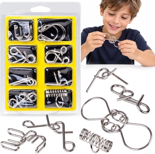 Set metalnih mozgalica – 8 logičkih zagonetki