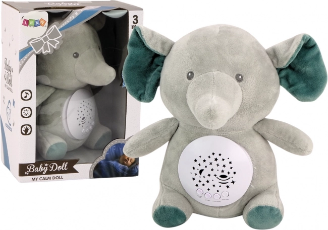 Uspavljujući medo Slonić s projekcijom zvijezda i melodijama - sivi