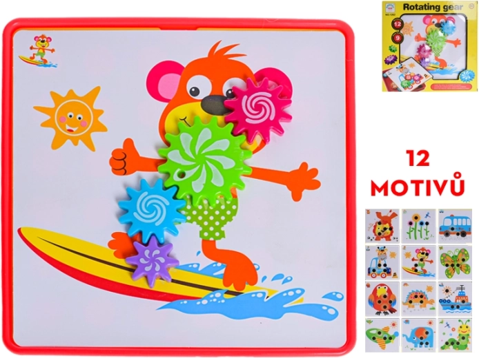 Mozaična slagalica s pomičnim zupčanicima – kreativni set za djecu od 3 godine