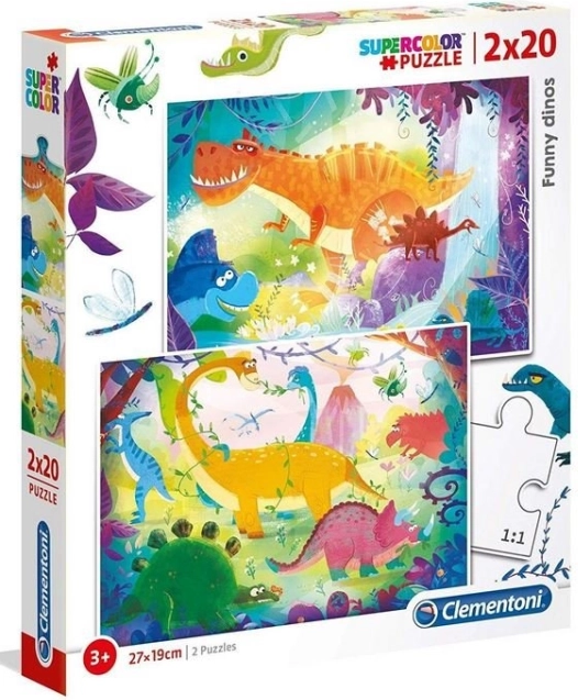 Puzzle 2×20 Super Color – duhoviti dinosauri