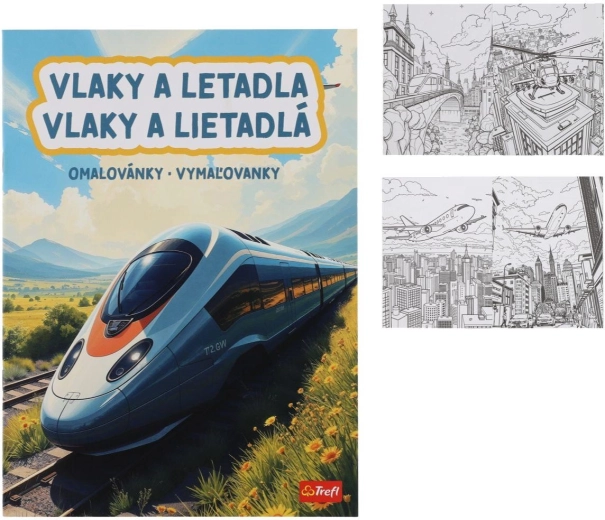 Coloring Book with Trains and Planes