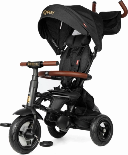 QPlay tricikl rito deluxe rubber crna