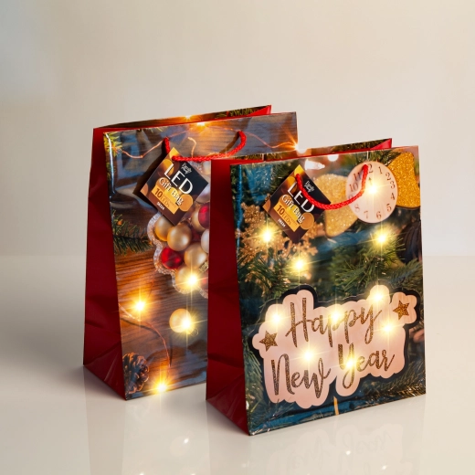LED gift bag with 10 warm white LEDs - 1 piece