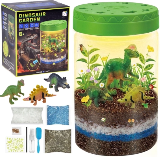 Osvijetljeni vrt s dinosaurima 3u1 – DIY terarij, noćna lampica i uzgoj biljaka