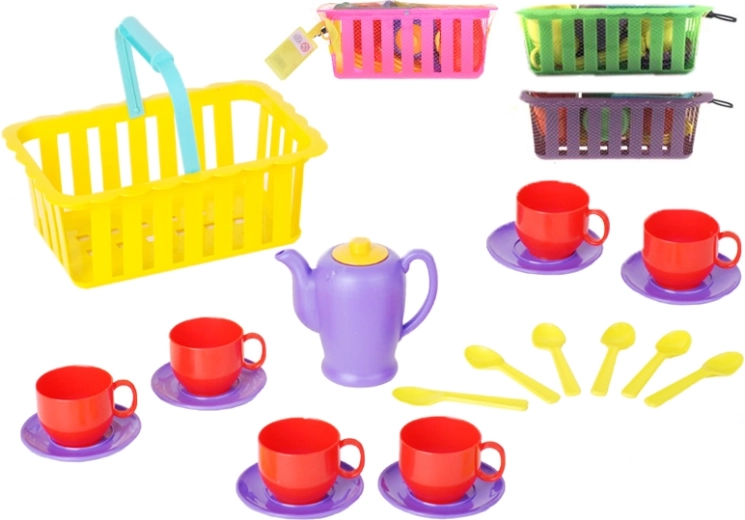 Plastični čajni set u košarici za djecu