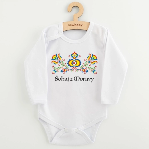 New Baby baby bodysuit with folk print “Šohaj from Moravia”, long sleeve (size 74)