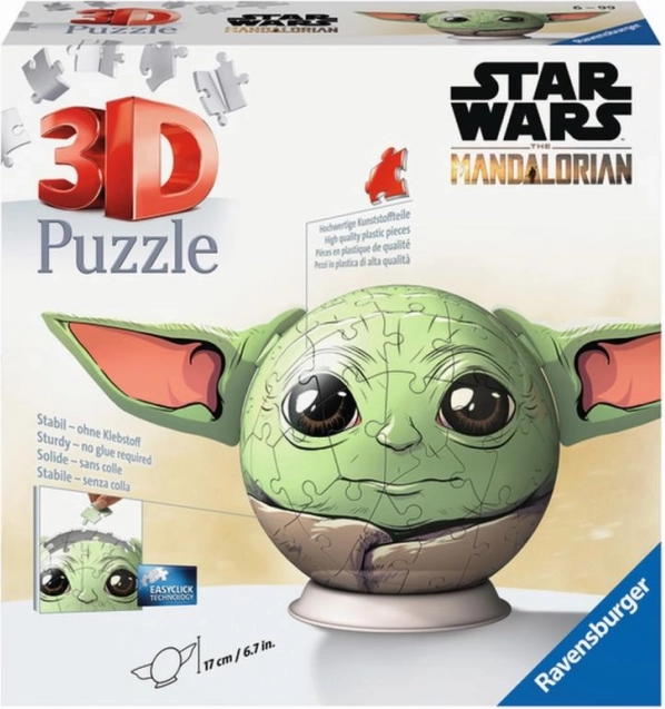 Ravensburger 3D puzzle STAR WARS Mandalorian Grogu – kugla, 72 dijelova