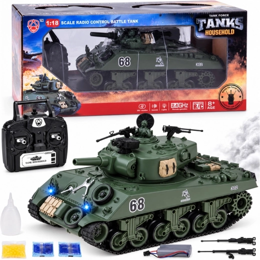 Remote-controlled Sherman M4A3 tank, 2.4 GHz, with shooting, smoke and sound, 36 cm